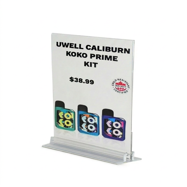 5.5" x 3.5" T-Shape Adhesive Sign Holders 12/Pack