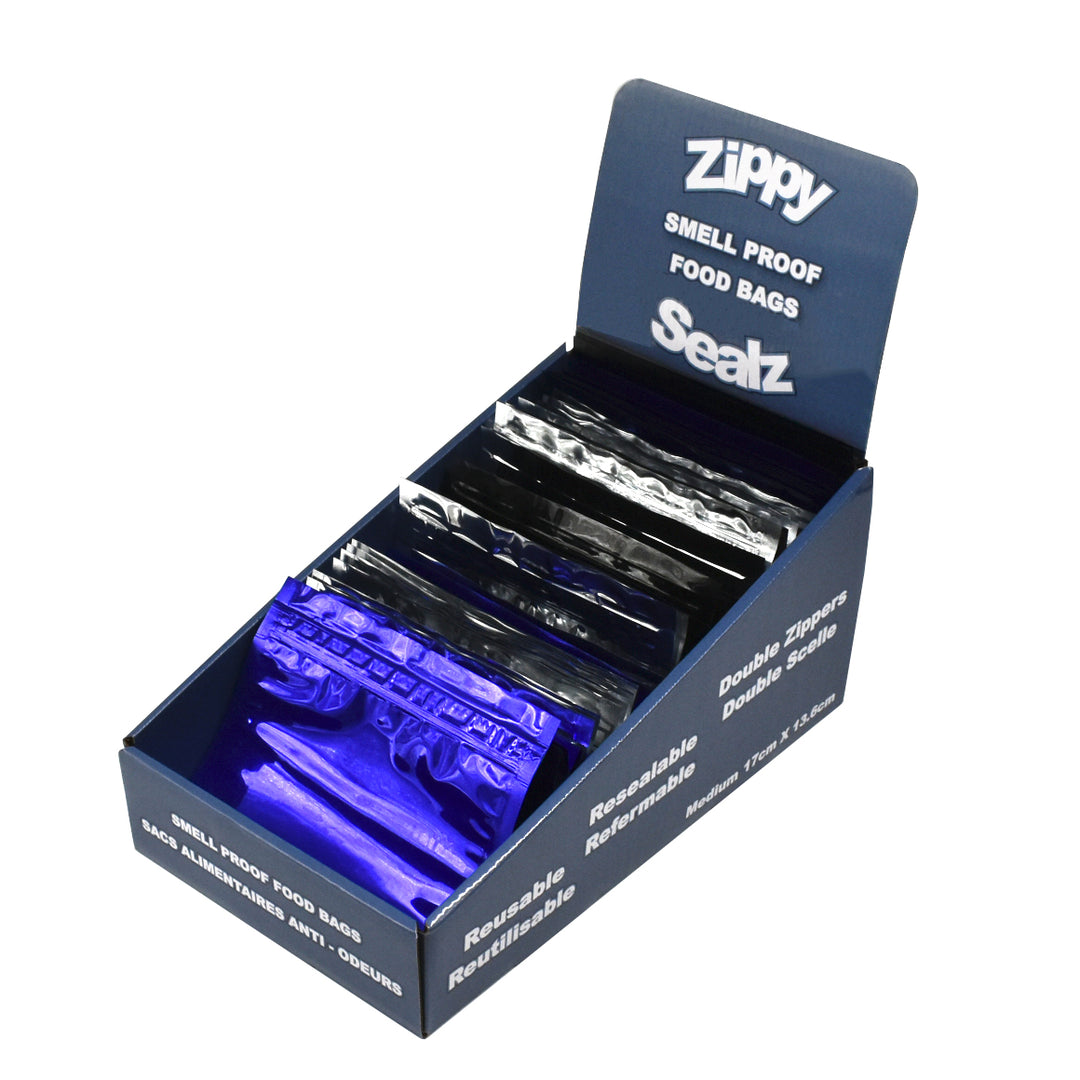 Zippy Sealz Medium Assorted Mylar Bags 6.75" x  5.5"-150 Bags with Display Box