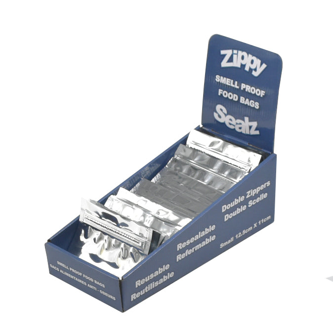 Zippy Sealz Small Silver Mylar Bags 5" x 4.25"-100 Bags with Display Box - image 1