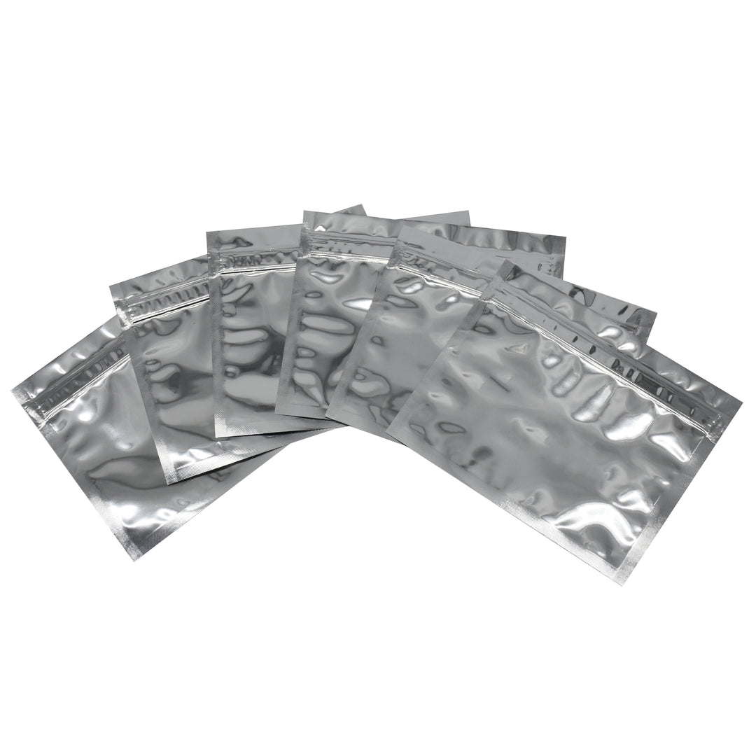 Zippy Sealz Small Silver Mylar Bags 5" x 4.25"-100 Bags with Display Box - image 3