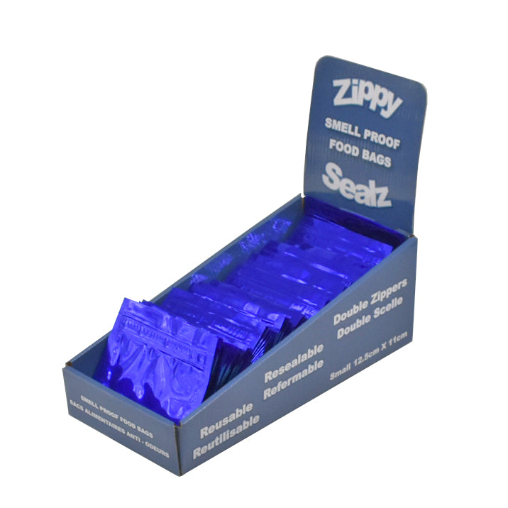 Zippy Sealz Small Blue Mylar Bags 5" x 4.25"-100 Bags with Display Box - image 1