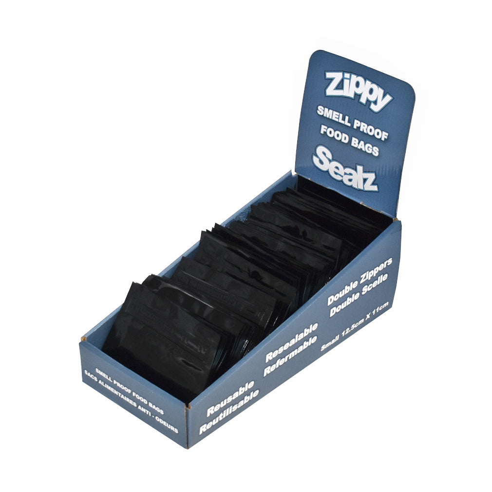 Zippy Sealz Small Black Mylar Bags 5" x 4.25"-100 Bags with Display Box - image 1