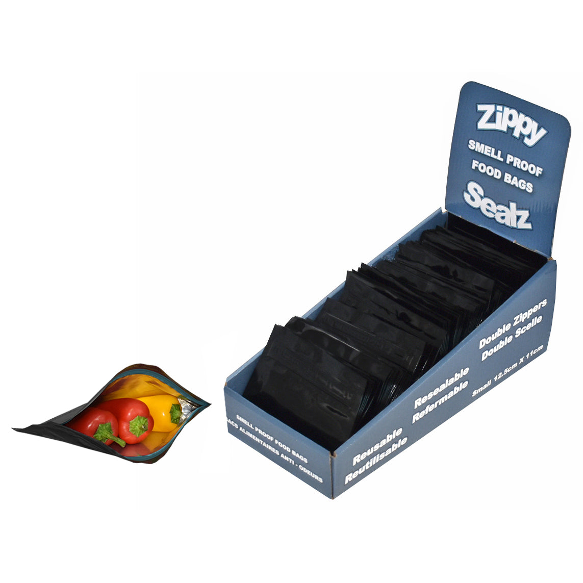 Zippy Sealz Small Black Mylar Bags 5" x 4.25"-100 Bags with Display Box - image 5