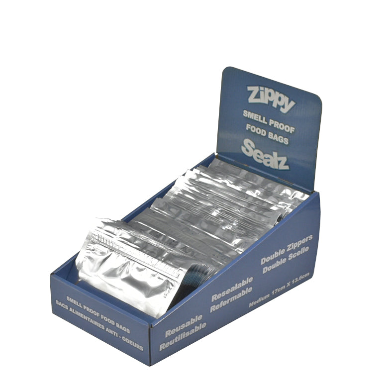 Zippy Sealz Medium Silver Mylar Bags 6.75" x 5.5"-100 Bags with Display Box - image 1