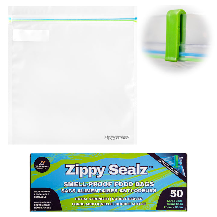 Zippy Sealz V 2.0 Smell Proof, Waterproof, Leakproof Floating Storage Bags 50 Bags/Box
