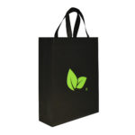 Reusable Cloth Bags Black with green Leaf